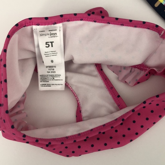 EUC Simple Joys by Carter’s Two Piece Short Sleeve Navy & Pink Swimsuit Size 5T - Picture 4 of 9
